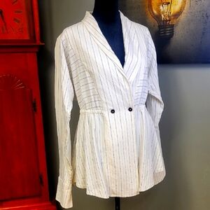 🍂Free People Cream Pinstriped Blazer